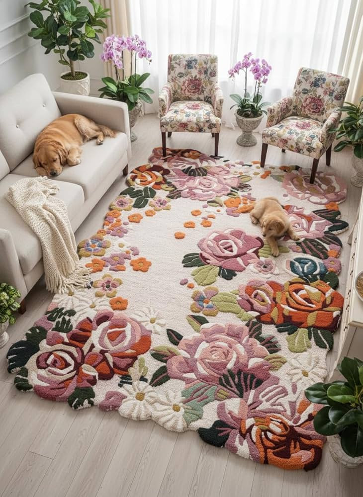Traditional Multi Colored Floral Rug | 100% Hand Tufted Wool Carpet | Premium Floral Style Area R... | Amazon (US)