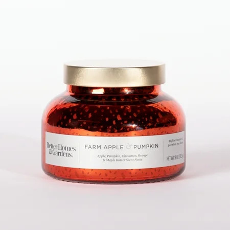 Better Homes & Gardens 18oz Farm Apple & Pumpkin Scented Mercury Glass 2-Wick Bell Jar Candle | Walmart (US)