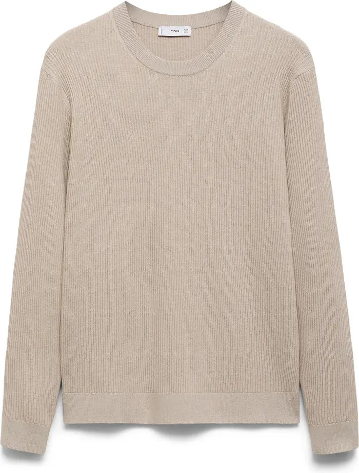 MANGO Rib Crewneck Sweater | Nordstrom | Nordstrom