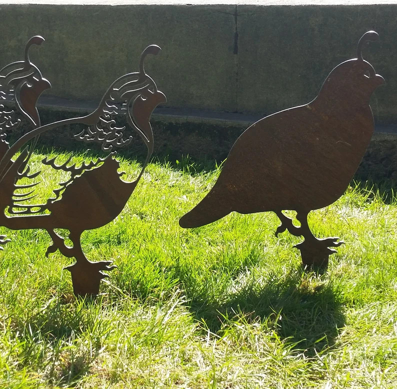 Rustic Recycled Steel Quail Family Garden Art, Set of 5 - Etsy | Etsy (Global)