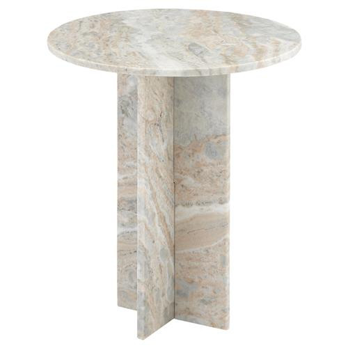 Avelina Modern Classic Natural Marble Round Pedestal Side Table | Kathy Kuo Home