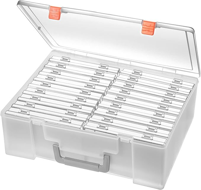 Photo Storage Box 4x6, 18 Inner Extra Large Organizer Acid-Free Photo Keeper Storage Case, Plasti... | Amazon (US)