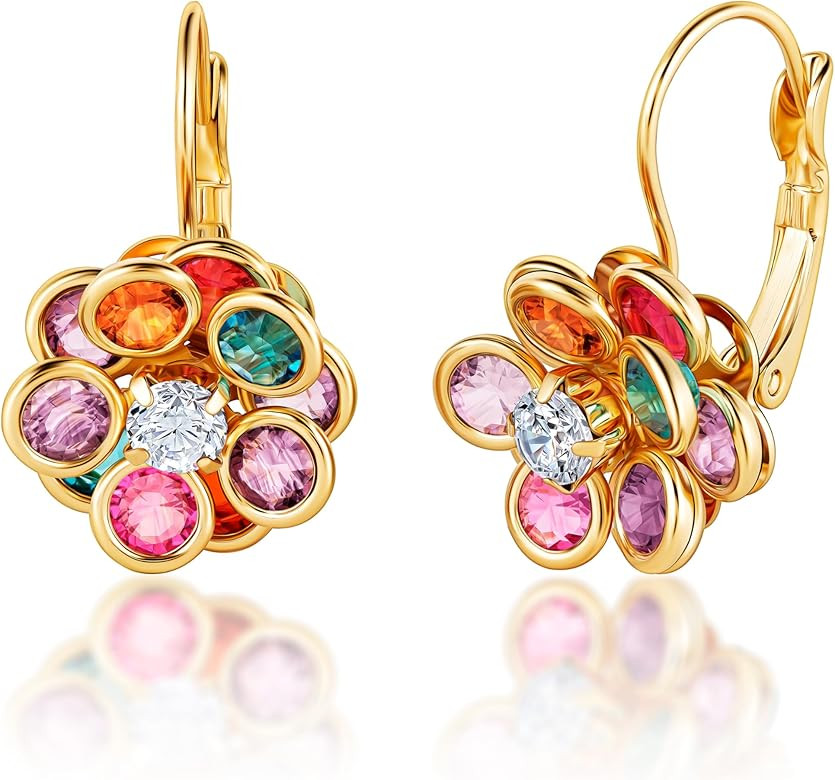 Barzel 18K Gold Plated Multicolor Earrings, Lever Back Earrings - Made In Brazil | Amazon (US)