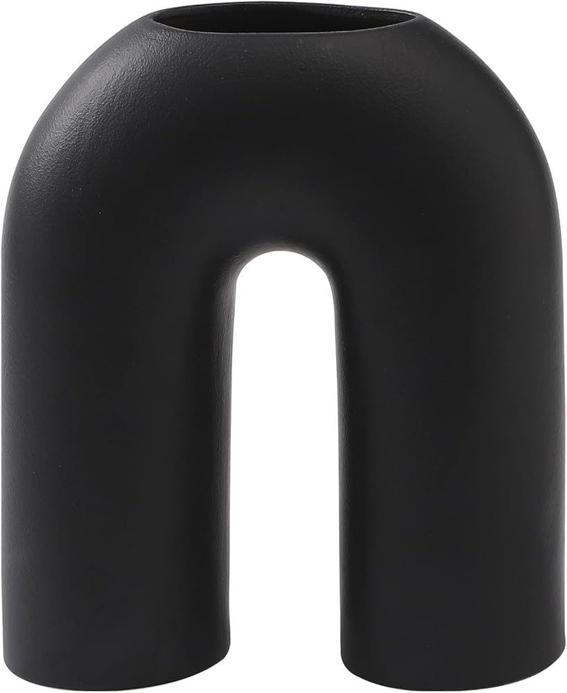 Black Ceramic Vase, Large Vase, Matte Black Flower Vase, Boho Vase, Decorative Vase, Black Vases ... | Amazon (US)