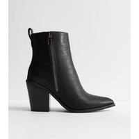 Women's Black Pointed Faux Leather Ankle Boots New Look | New Look (UK)