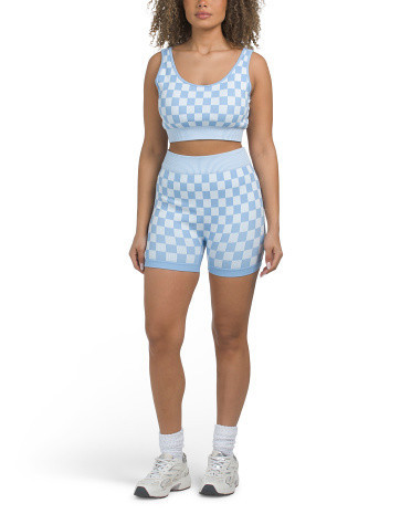 2Pc Checkmate Sports Bra And Shorts Set, Nylon/Spandex/Polyester | TJ Maxx