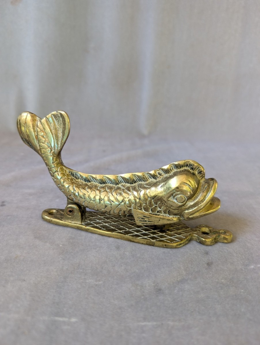 Vintage Solid Brass Dolphin Koi Fish Door Knocker Mythological Serpent | eBay US