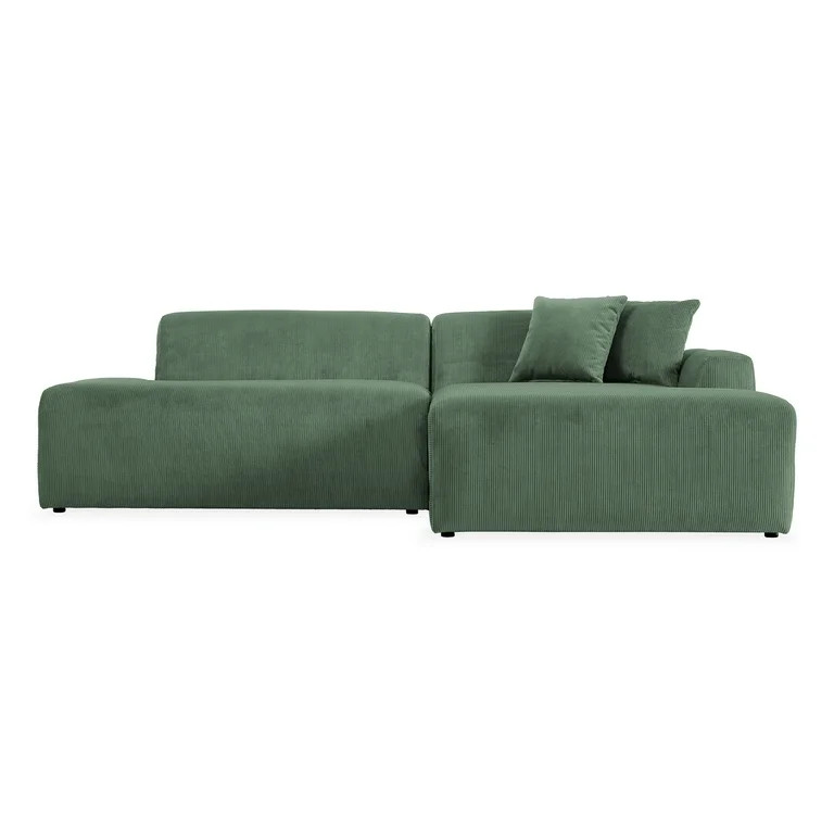 Chapman Upholstered Corduroy Fabric Living Room Right Sectional Sofa in Green - Walmart.com | Walmart (US)
