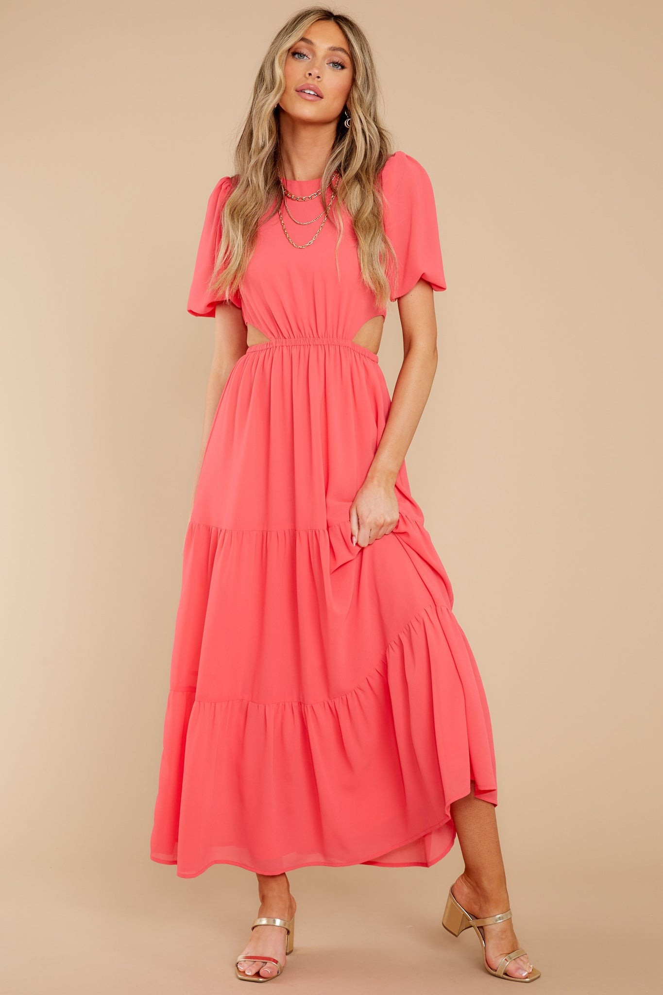 Enjoy The Sunshine Coral Maxi Dress | Red Dress 