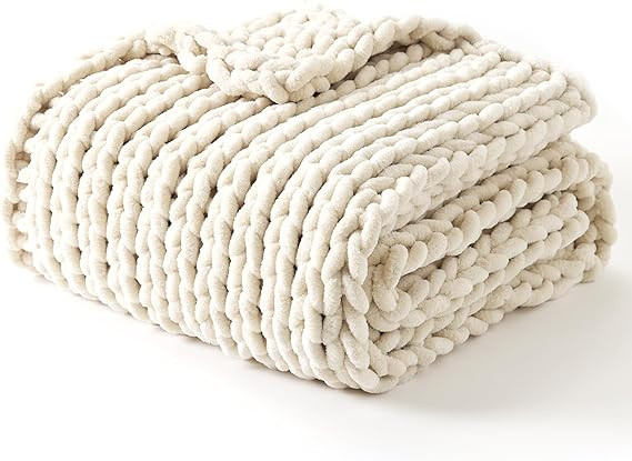 YnM Chunky Throw Blanket, Hand Knitted with Chenille Yarn, Skin Friendly, Ventilated and Breathab... | Amazon (US)