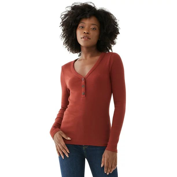 Free Assembly - Free Assembly Women's Long Sleeve Ribbed Henley Top - Walmart.com | Walmart (US)