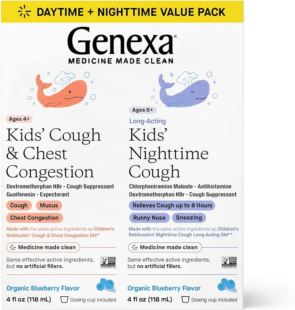 Genexa Kids' Day & Night Cough Combo Pack | Childrens Liquid Daytime Cough & Chest Congestion Rel... | Amazon (US)
