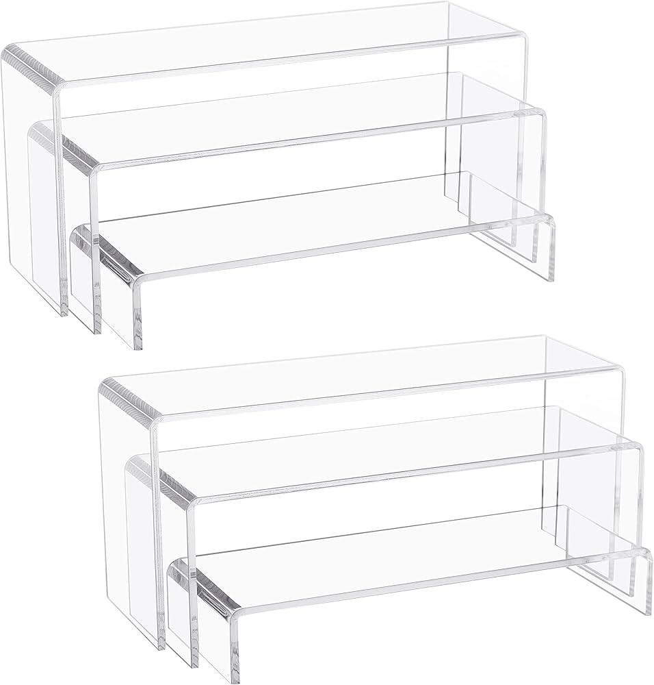 Jusalpha 6 PC Large Clear Acrylic Riser Set, Acrylic Display Risers Shelf Showcase Fixtures for J... | Amazon (US)