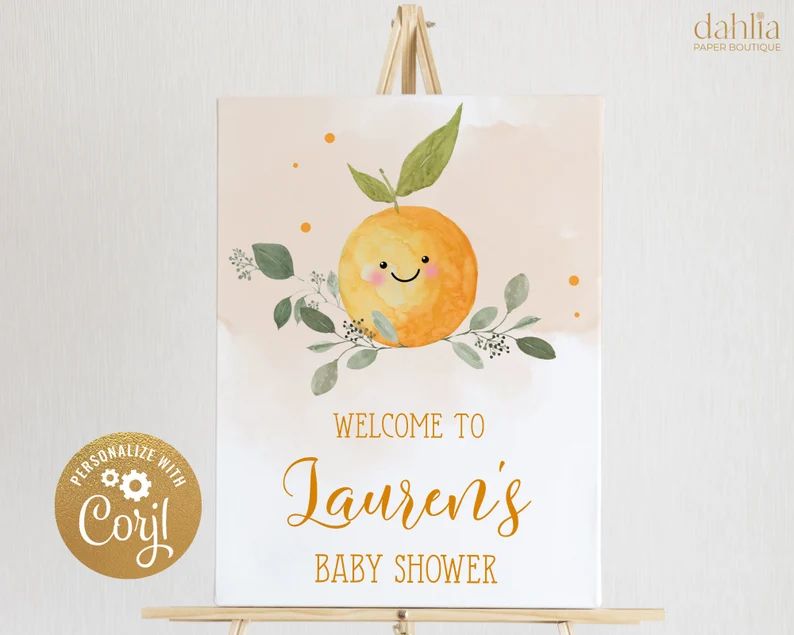 EDITABLE Little Cutie Baby Shower Welcome Sign Clementine - Etsy | Etsy (US)