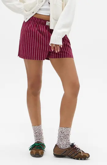 BDG Urban Outfitters Red Striped Boxer Shorts in Burgundy Pin Stripe at Nordstrom Rack, Size X-Small | Nordstrom Rack