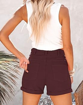Womens Relaxed Fit Casual High Waist Pocketed Denim Shorts | Amazon (US)