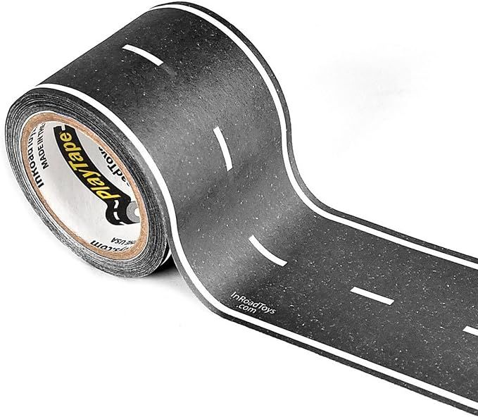 PlayTape Black Road - Road Car Tape Great for Kids, Sticker Roll for Cars Track and Train Sets, S... | Amazon (US)
