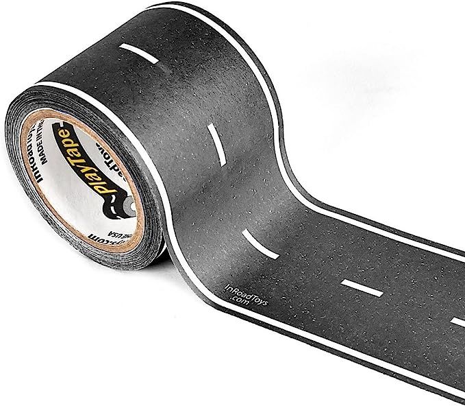 PlayTape Road Tape for Toy Cars - Sticks to Flat Surfaces, No Residue; 30'x2 Black Road (30 ft. L... | Amazon (US)