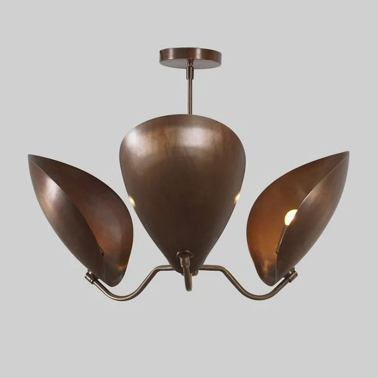 Stilnovo Style Three Curved Disk Shade Sputnik Chandelier Light Fixture Mid Century Raw Brass Cha... | Walmart (US)