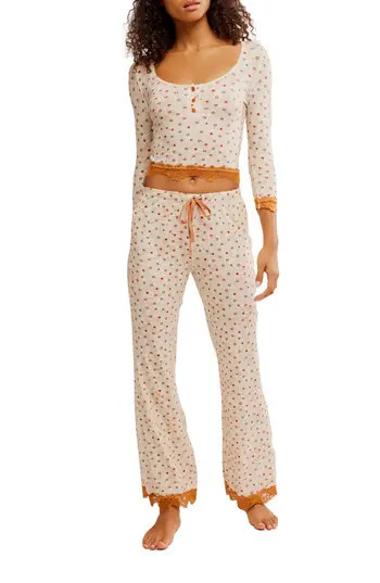 Free People Stolen Dance Pajamas in Cream Combo at Nordstrom Rack, Size X-Large | Nordstrom Rack