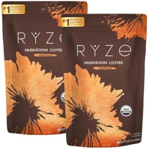 RYZE SUPERFOODS Mushroom Medium Roast Coffee Starter Kit, USDA Organic Instant Coffee with 6 Adap... | Amazon (US)
