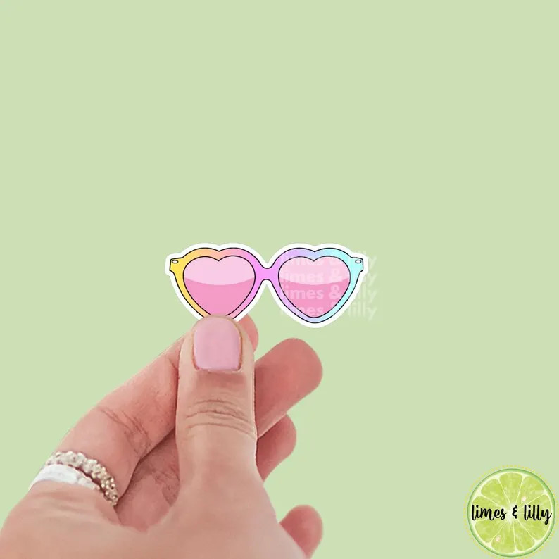 Y2K Retro Rainbow Hearts Sunglasses Vinyl Sticker | Kindle Stickers | Millennials | Nostalgia - E... | Etsy (US)