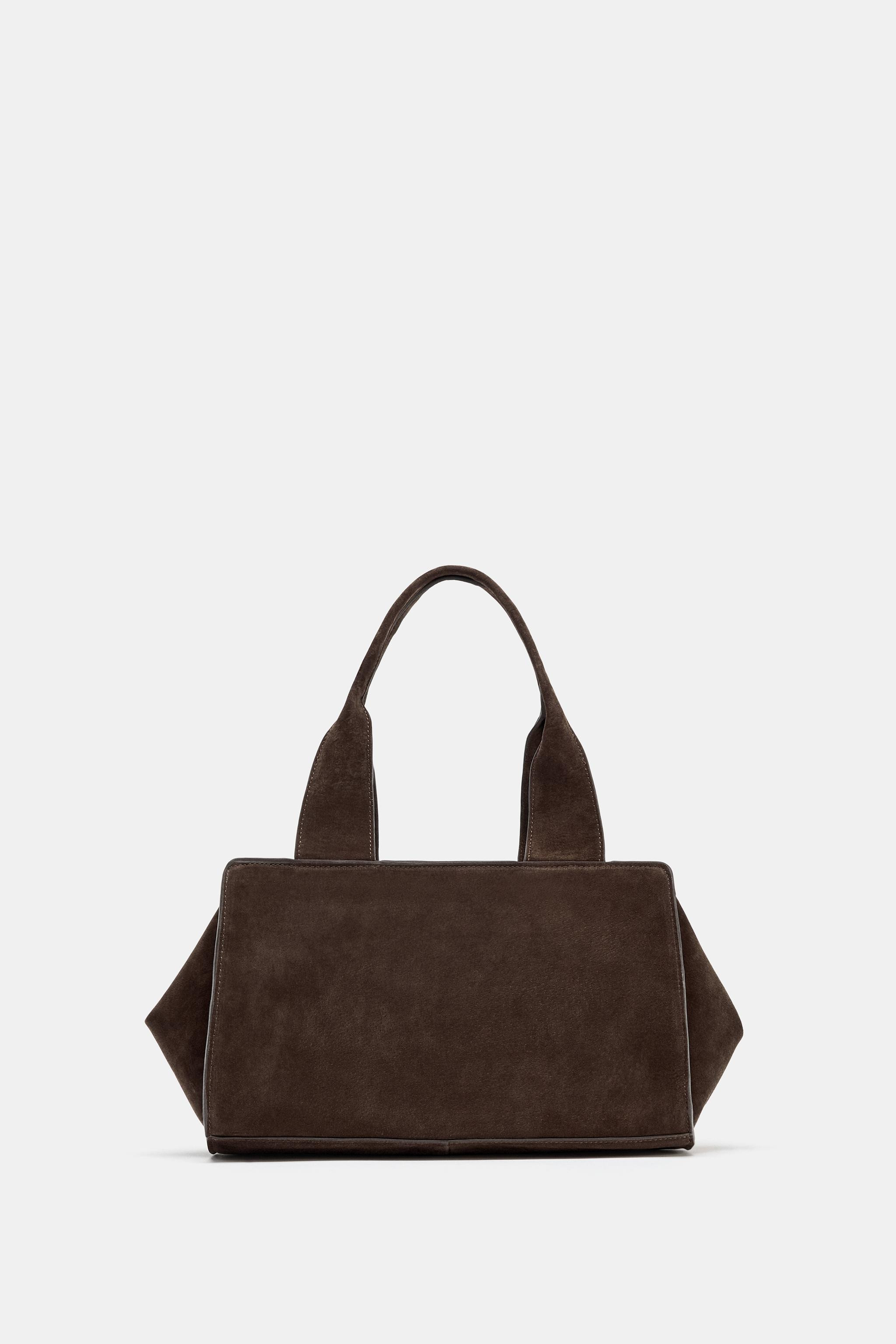 DOUBLE HANDLE SPLIT SUEDE LEATHER BAG | Zara UK