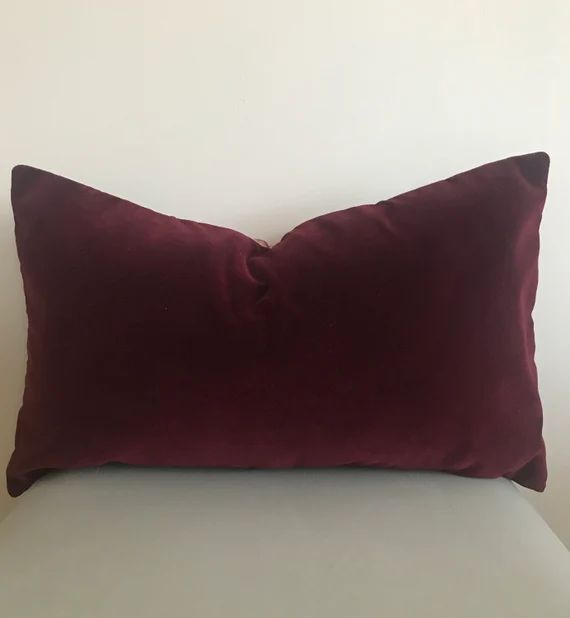 Burgundy Pillow Cover Velvet Pillow All Size Pillows Custom - Etsy | Etsy (US)