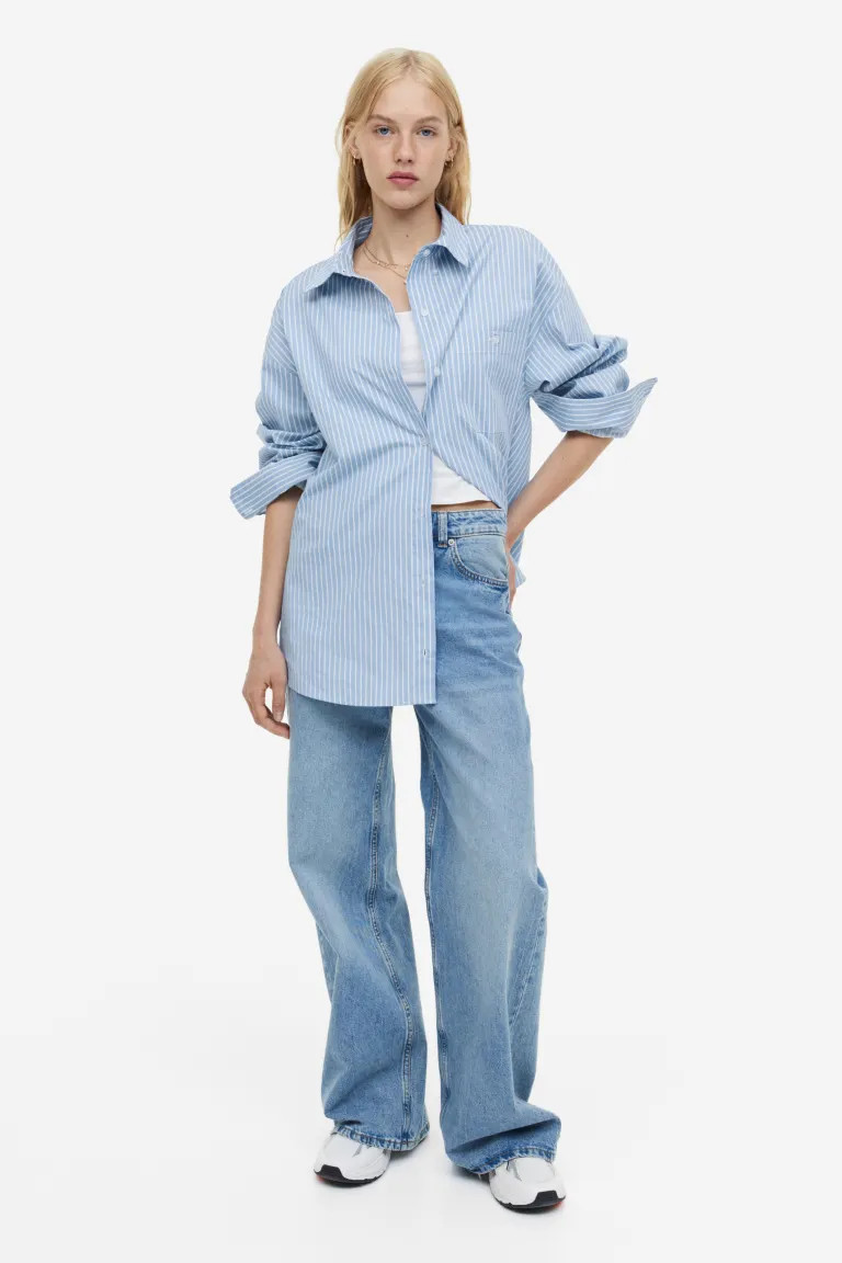Oversized Poplin Shirt - White - Ladies | H&M US | H&M (US + CA)