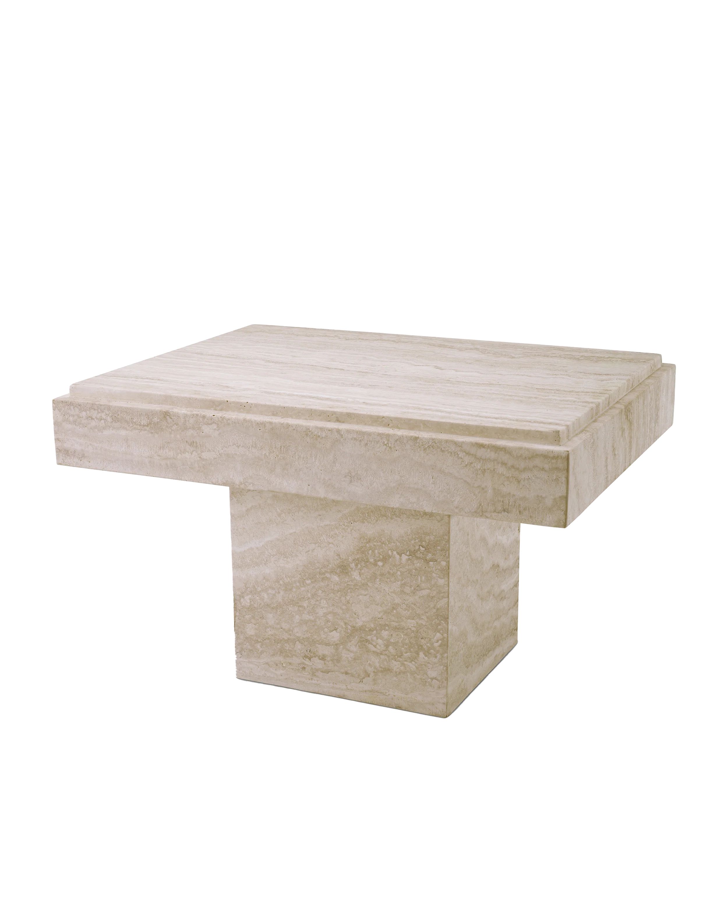 REFINED TRAVERTINE SIDE TABLE | Off-White Palette