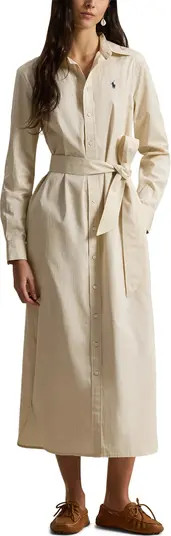 Tie Waist Long Sleeve Maxi Shirtdress | Nordstrom