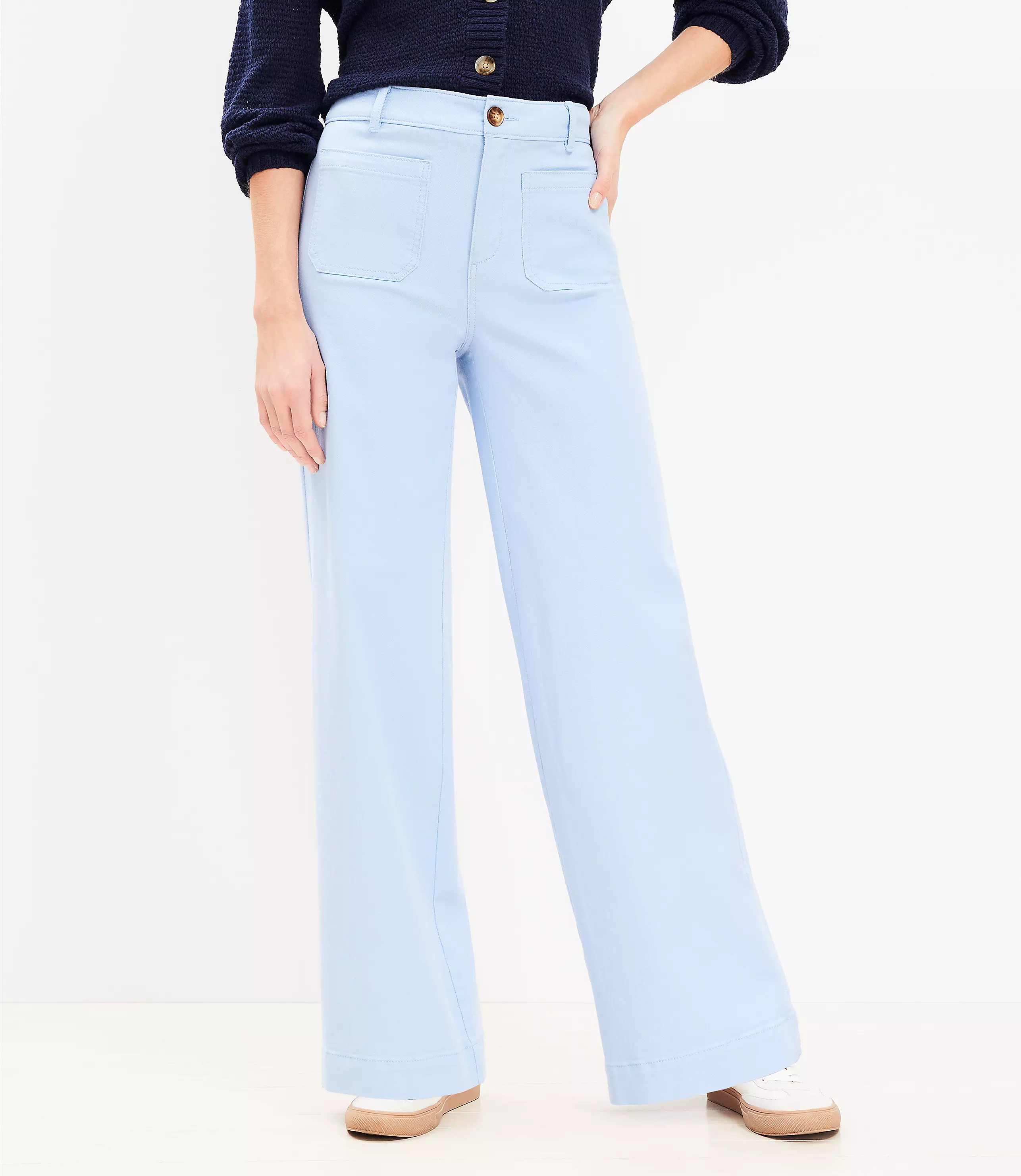 Petite Palmer Wide Leg Pants in Twill | LOFT