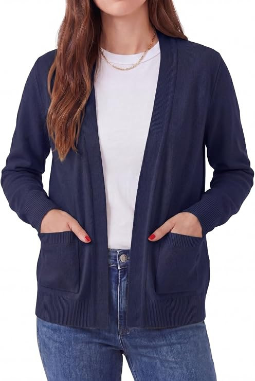 GRECERELLE Women's Lightweight Long Sleeve Open Front Knit Cardigans Sweaters with Pockets | Amazon (US)