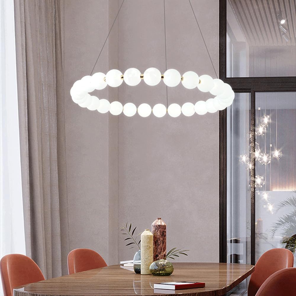 Nordic Magic Bean Pendant Lamp Milk White Cream Style Large French Style Living Room Chandelier Minimalist Bedroom Circular Pendant Lamp Personalized Ceiling Pendant Lamp for Restaurant | Amazon (US)
