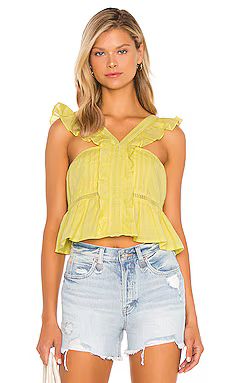 Tularosa Brit Embroidered Top in Lemon Yellow from Revolve.com | Revolve Clothing (Global)
