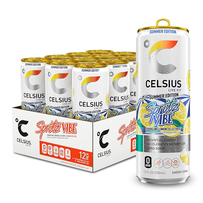 CELSIUS Sparkling Spritz Vibe Summer Edition, Sugar Free Energy Drink, 12 Fl Oz (Pack of 12) | Amazon (US)