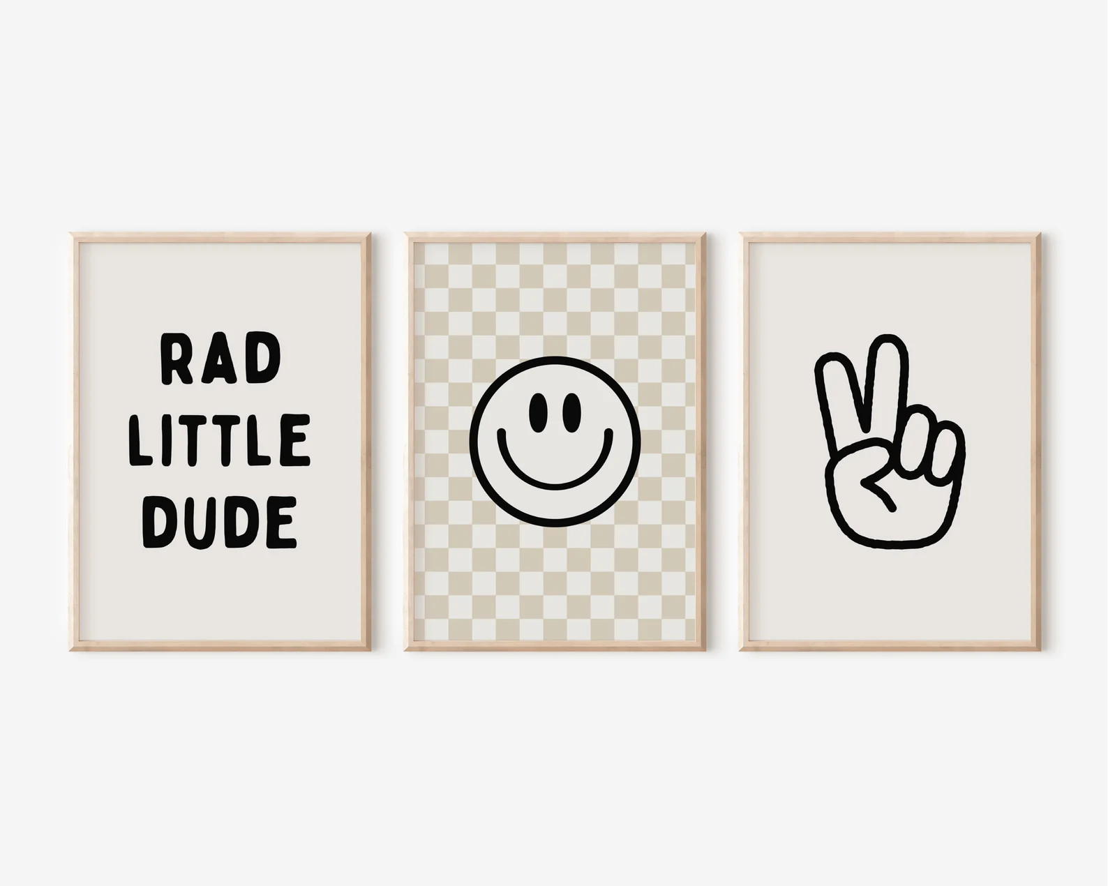 Rad Little Dude Smiley Peace Sign Gallery Wall Set of 3 Downloadable Prints, Boy Room Decor, Kids... | Etsy (US)