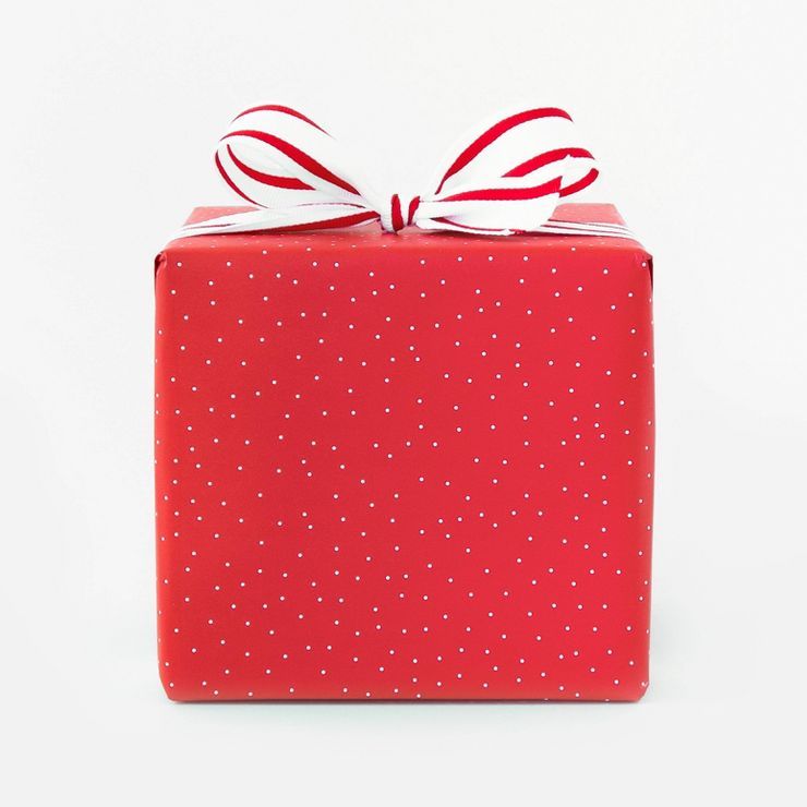 30 sq ft White Tiny Scatter Dot on Red Gift Wrap - Sugar Paper™ + Target | Target
