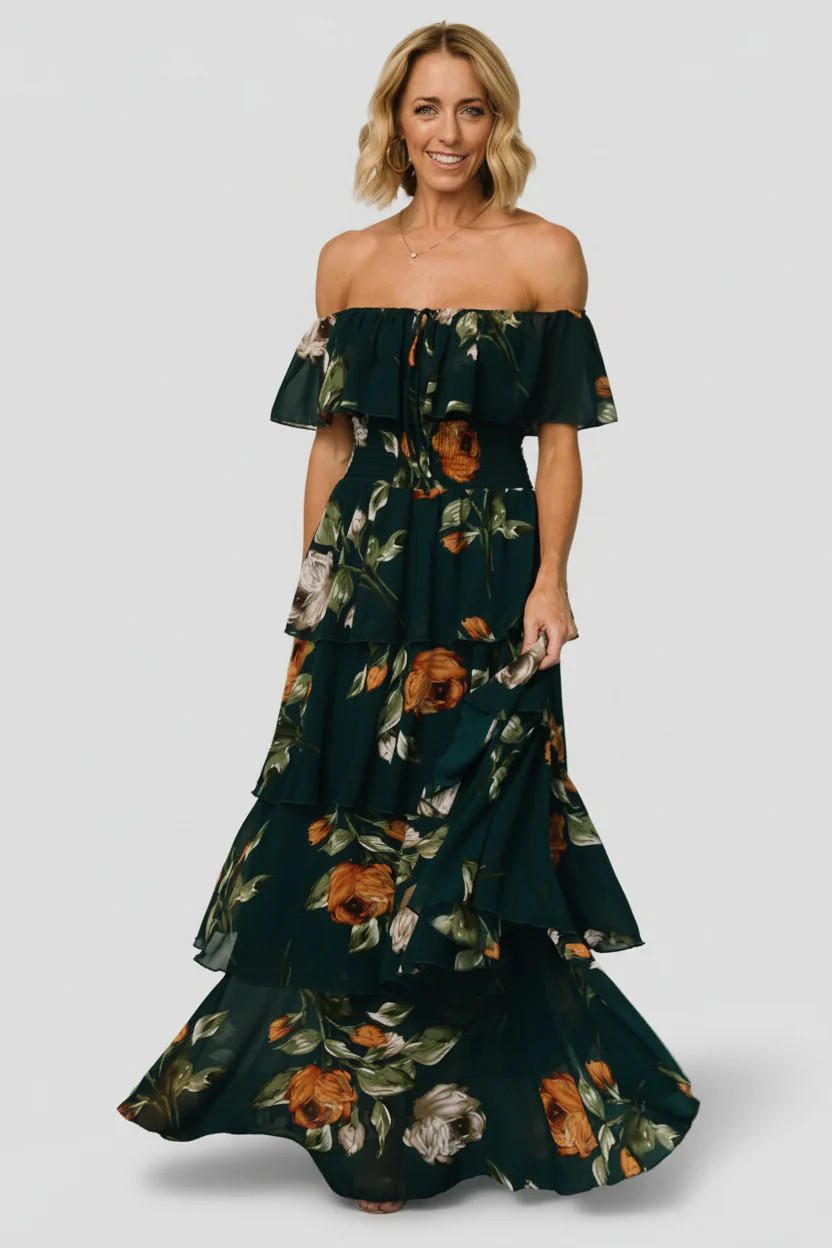Carina Off-Shoulder Maxi Dress \u2014 Deep Topaz | Baltic Born | Baltic Born