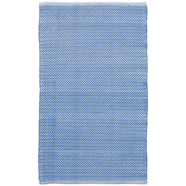 Herringbone French Blue/White Handwoven Indoor/Outdoor Rug | Annie Selke