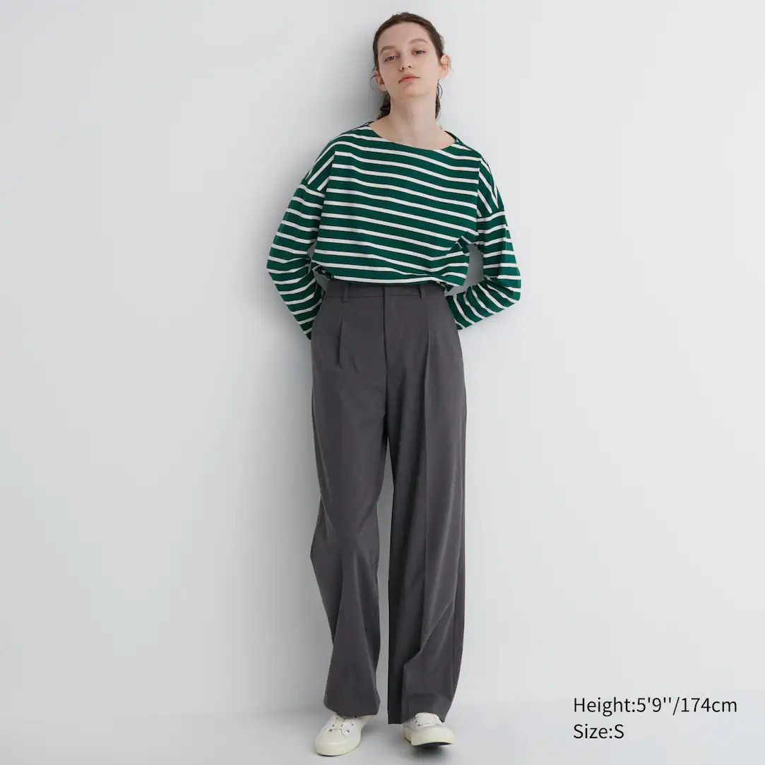 Pleated Wide Leg Trousers (Long) | UNIQLO (UK)