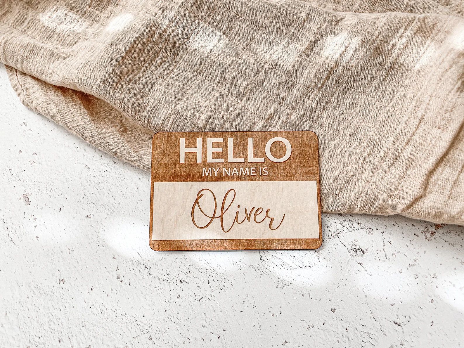 Hello My Name is Wooden Cutout  Newborn Name Tag  Birth - Etsy | Etsy (US)