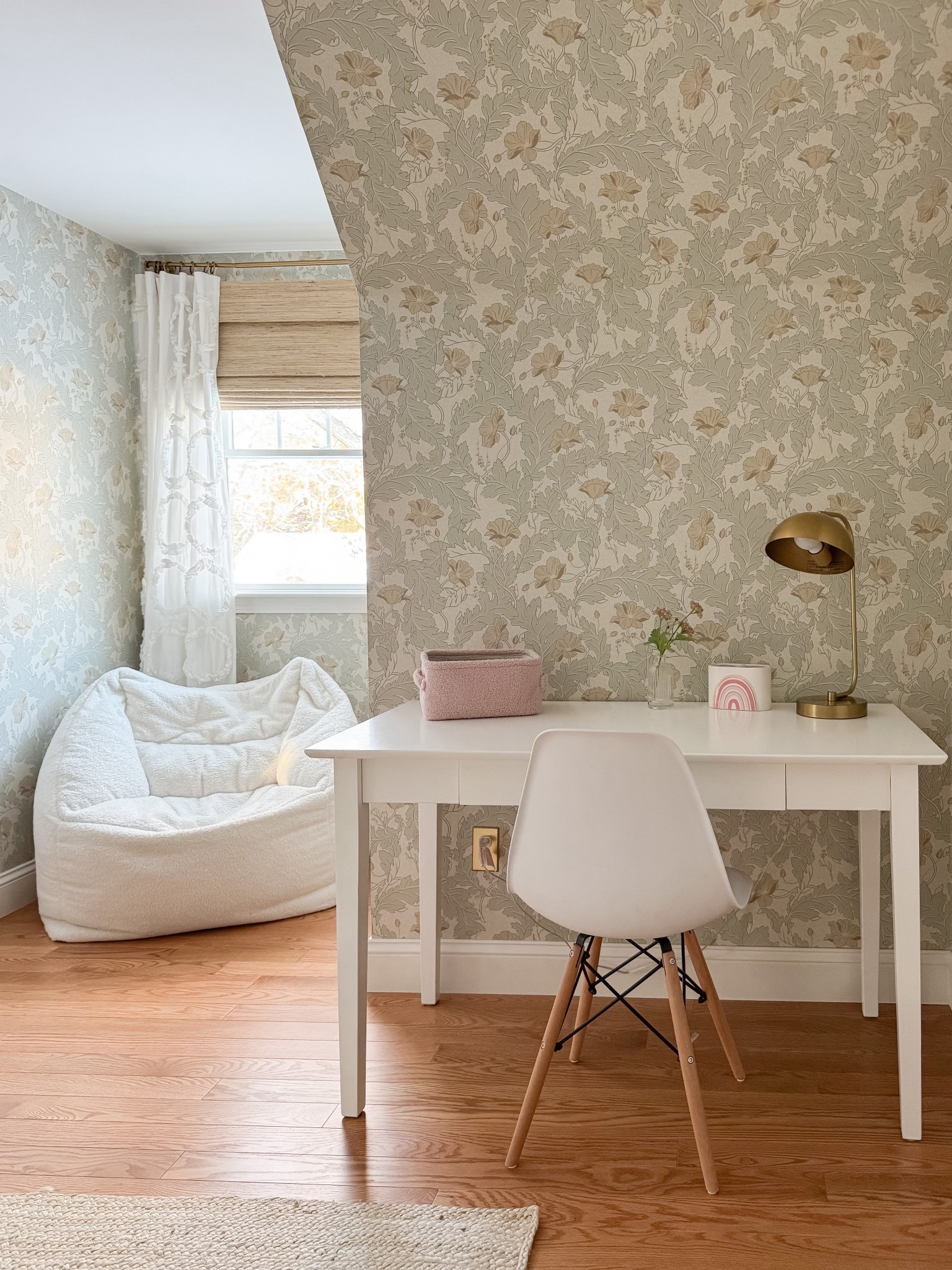 Desk, desk chairs, Serena and lily baskets, faux fur rug, girls bedroom, desk lamp  

#LTKHome