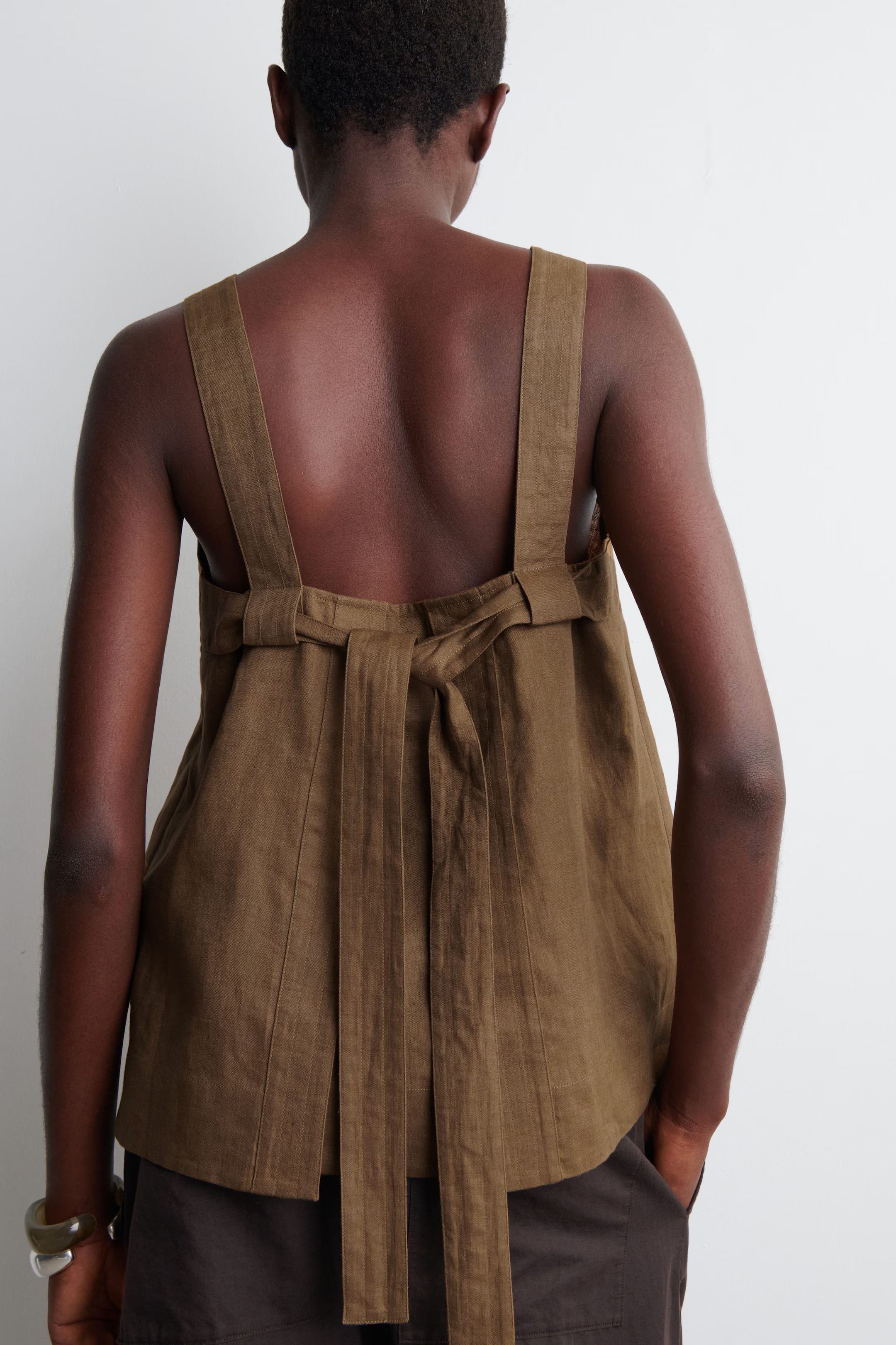 TIE-BACK LINEN TOP - BROWN | COS | COS UK