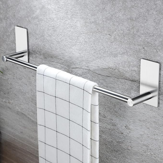 Taozun Self Adhesive 16-Inch Bathroom Towel Bar Brushed SUS 304 Stainless Steel Bath Wall Shelf R... | Amazon (US)