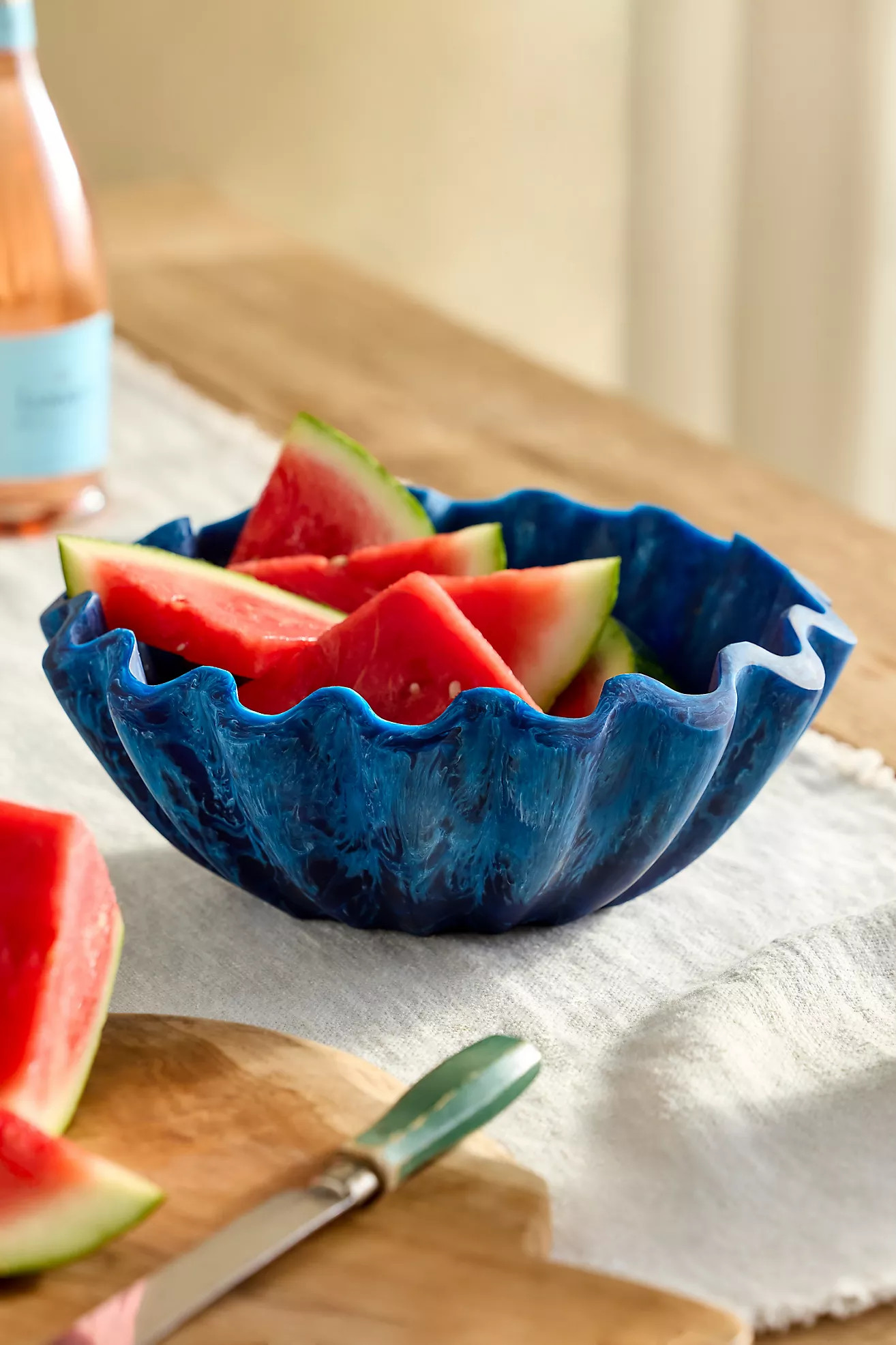 Ruffled Blue Resin Salad Bowl | Anthropologie (US)