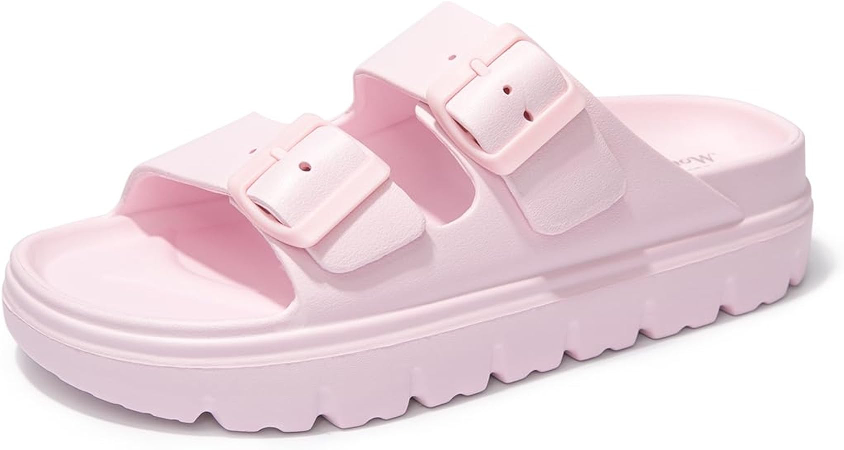 FUNKYMONKEY Women's Comfort Slides Double Buckle Adjustable EVA Flat Sandals | Amazon (US)