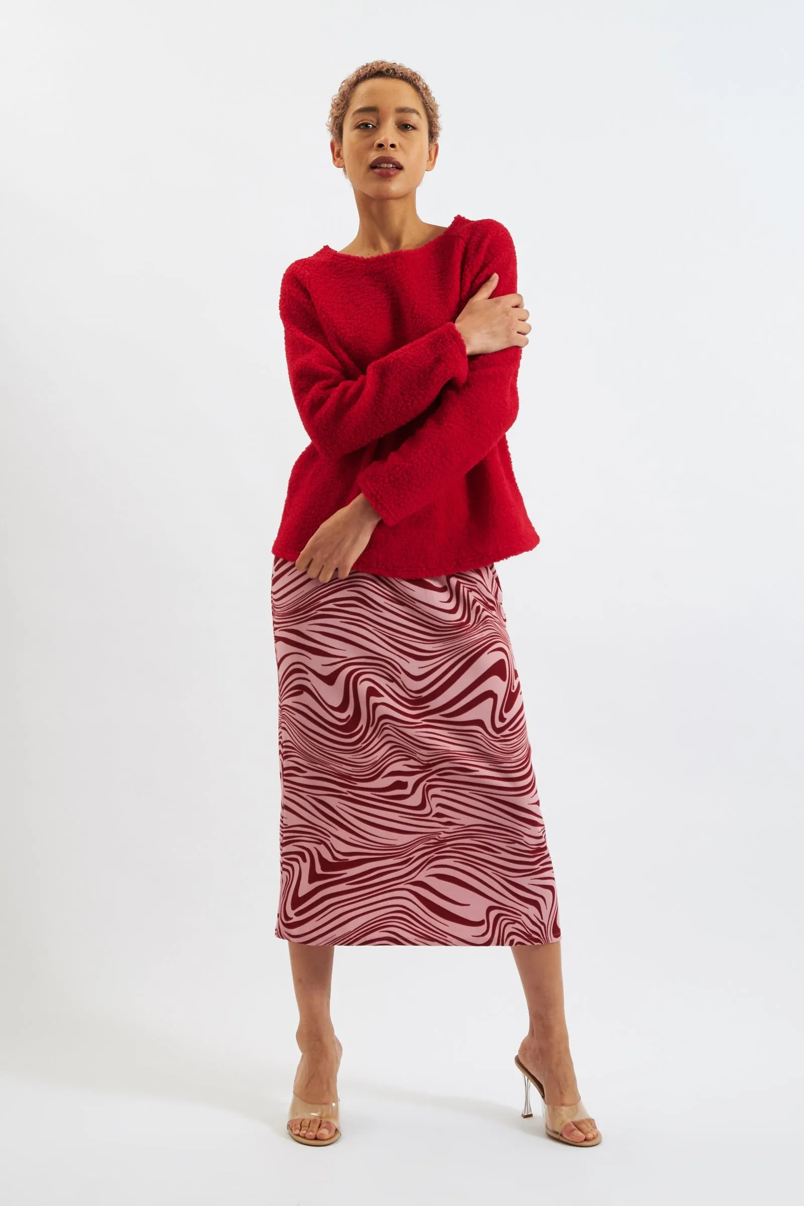 Louche Saro Zebra Pop Print Bias Midi Skirt - Pink | Debenhams | Debenhams UK