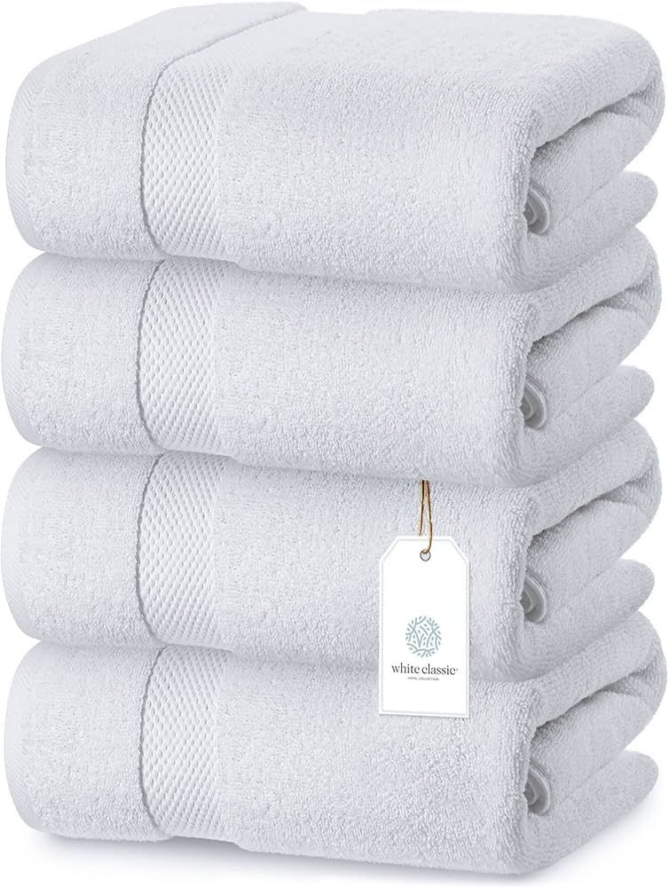 White Classic Luxury White Bath Towels Extra Large | 100% Soft Cotton 700 GSM Thick 2Ply Absorben... | Amazon (US)