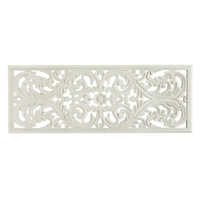Grey Wash Hand Carved Wooden Baroque Wall Panel, 18x48 | At Home